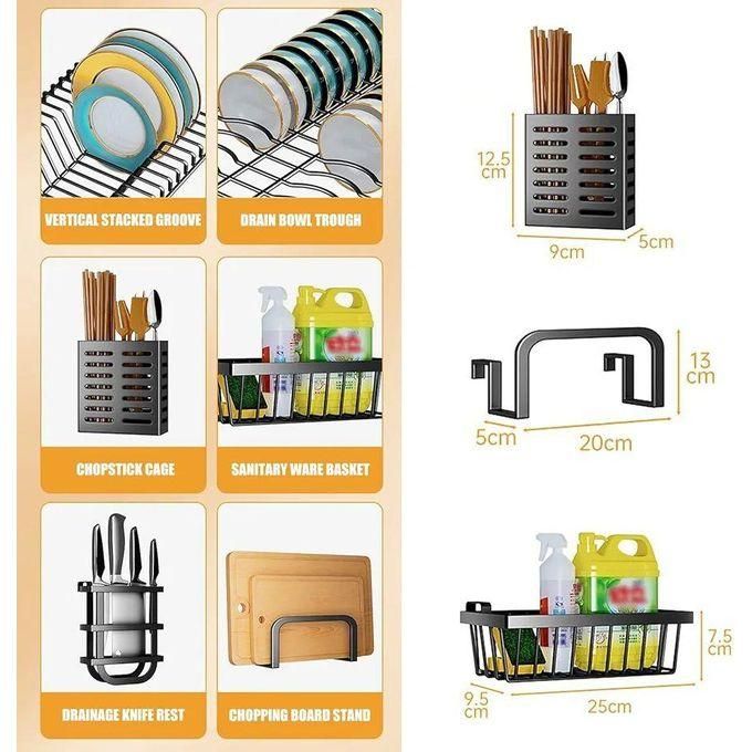 Égouttoir à vaisselle à 2 niveaux, crochets de Support de support de séchage de stockage multifonctionnel extensible, avec porte d'armoire